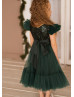 Feifei Sleeves Emerald Sequin Tulle Chic Flower Girl Dress